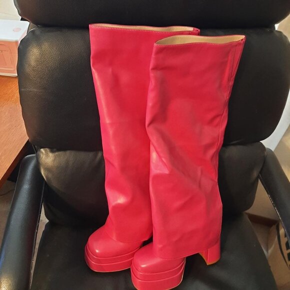 Azalea Wang Invisible Boot in Fuchsia Pink Sz7.5 New With Defect Excellent Condi - Picture 1 of 10